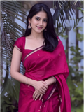 Maheshwari Silk Cotton Saree – Festive Elegance | Deep Pink