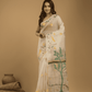 Hand Made Muslin Jamdani Saree With Linen White - 014