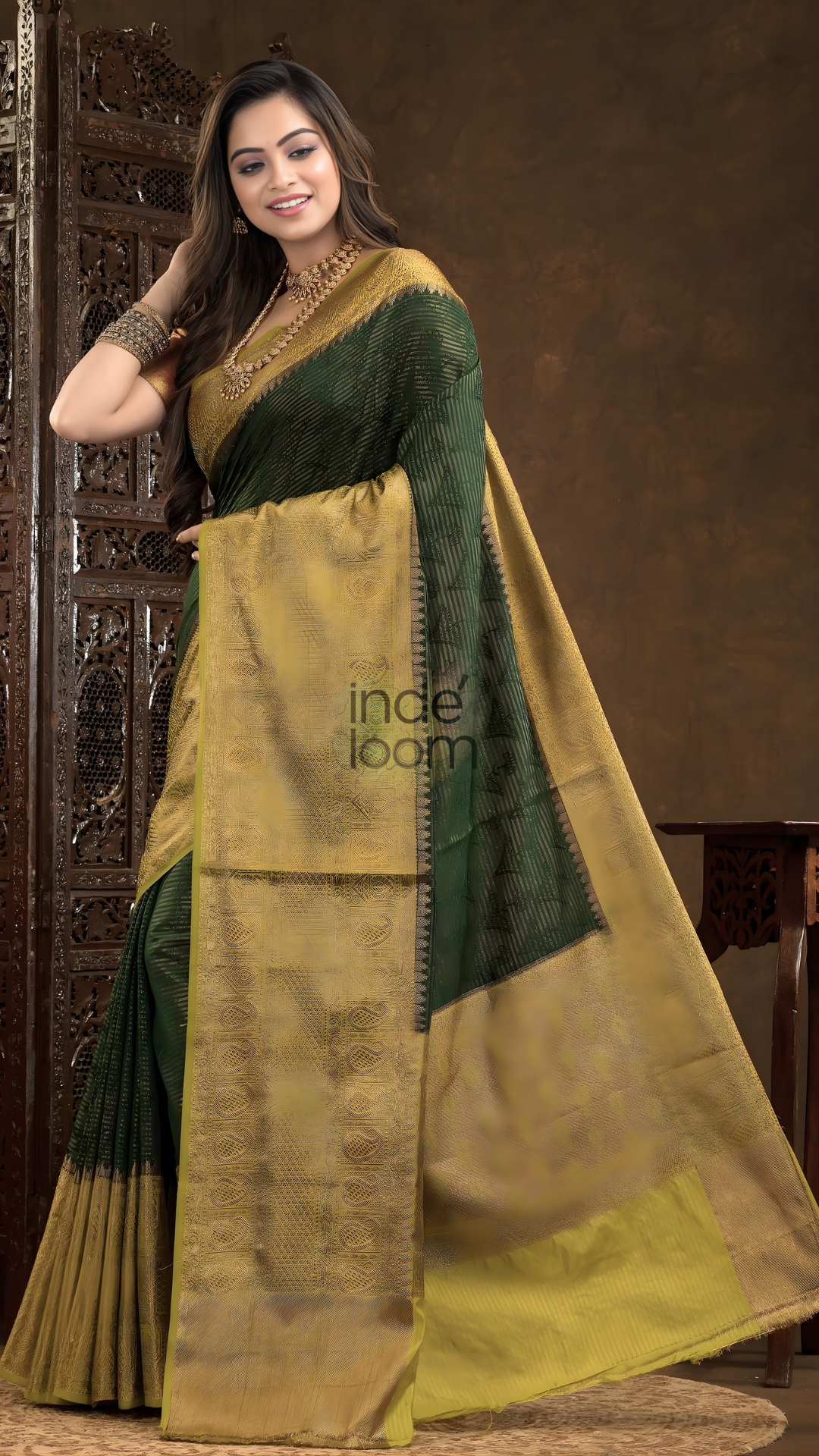 Dark Green Cotton Silk Saree - 013