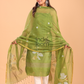 Apple Green Muslin Jamdani 2-Piece Set Kurti & Dupatta (UNSTITCHED) - 088