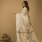 Hand Made Muslin Jamdani Saree With Linen White - 014