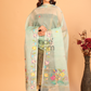 Pure Handloom Muslin Jamdani Dupatta With Light Teal  Green - 020