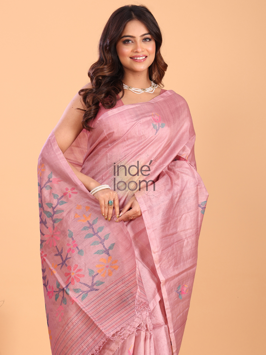 Tissue Silk Saree With Rose Pink - 144