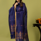 Handwoven Jamdani Linen Unstitched 2-piece Kurti | Indigo Blue