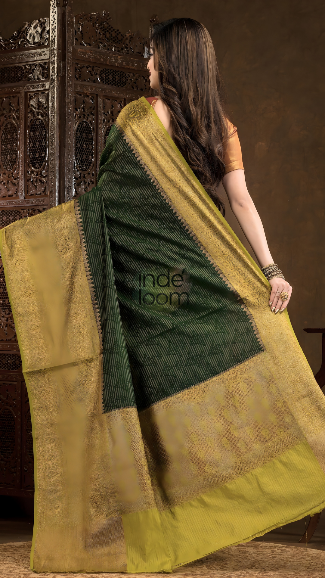 Dark Green Cotton Silk Saree - 013