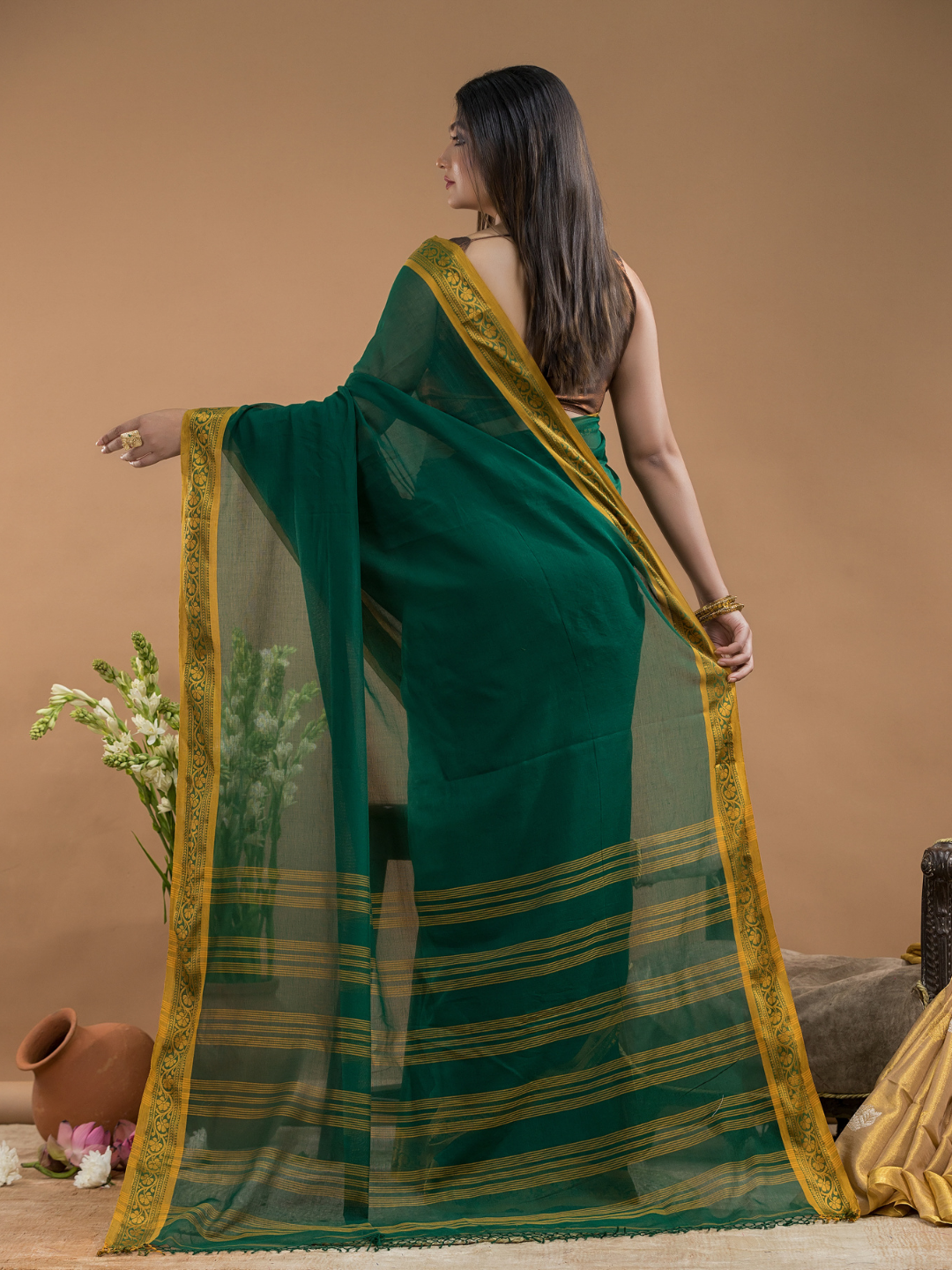 Green Shaded -Handloom Cotton Saree-096