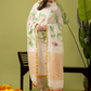 Handwoven Jamdani Linen Kurti | Cream White  and White  | All-over Buttas with Floral border