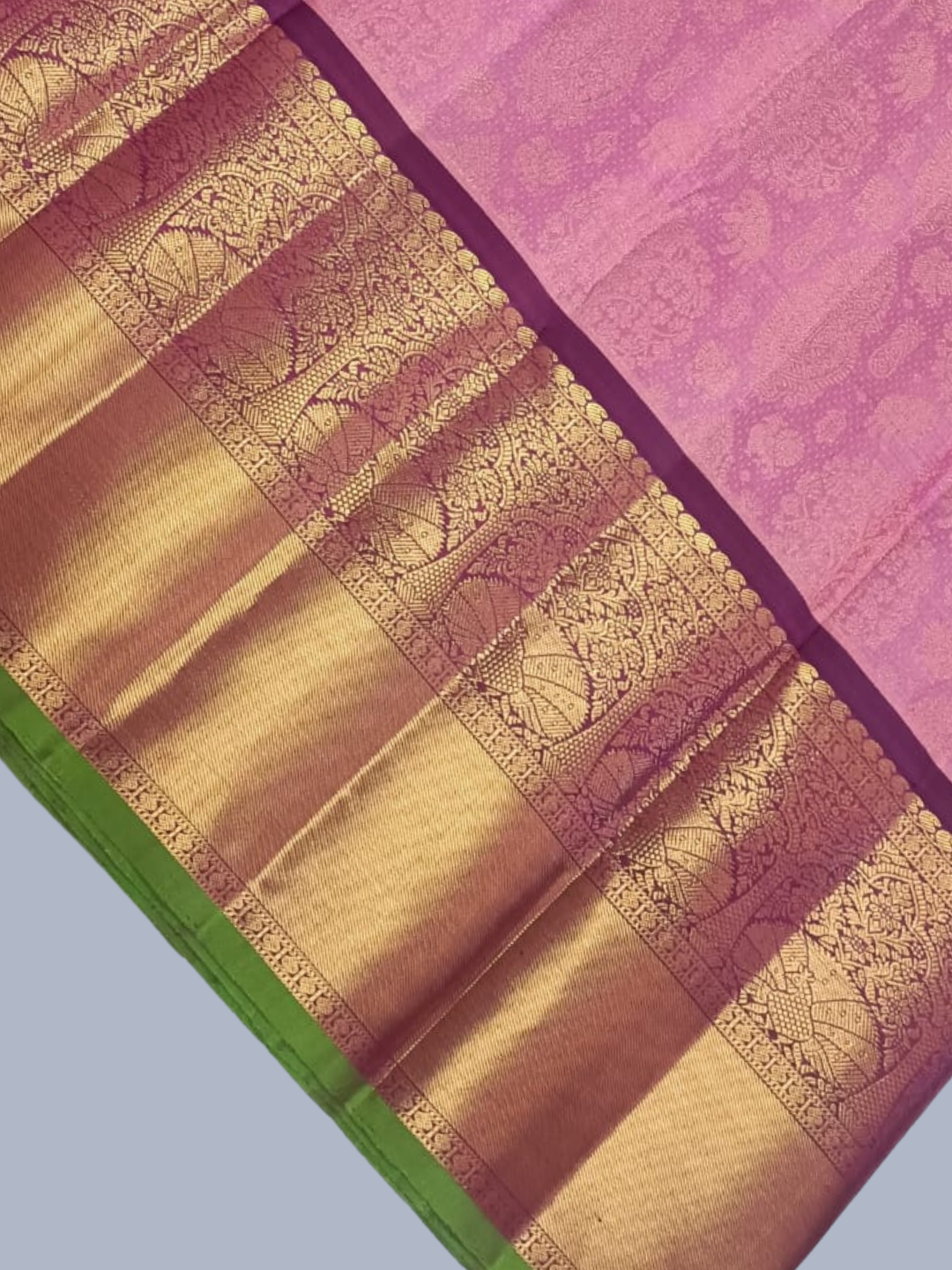 Handwoven Pure Gadwal Silk Saree  |  Baby Pink