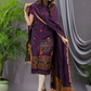 Wine Purple Cotton Jamdani 2-Piece Set Kurti & Dupatta (UNSTITCHED) - 114