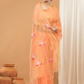 Tissue Muslin Jamdani Saree With Peach Orange And Golden Charm -011