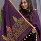 Wine Purple Cotton Jamdani 2-Piece Set Kurti & Dupatta (UNSTITCHED) - 114