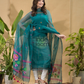 Teal Green Jamdani 2-Piece Set Kurti & Dupatta (UNSTITCHED) -714