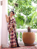 Pure Handloom Korvai Saree | Zari Checks White