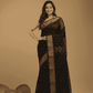 Coal Black Cotton Silk 1000 Butti Jamdani Saree - 034 - indeloom