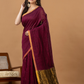 Pure Handloom Silk Tissue Linen Saree | Deep Wine