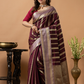 Classic Benarasi Katan Semi Silk Saree | Deep Brown Purple