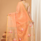 Tissue Muslin Jamdani Saree With Peach Orange And Golden Charm -011