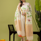 Handwoven Jamdani Linen Kurti | Cream White  and White  | All-over Buttas with Floral border