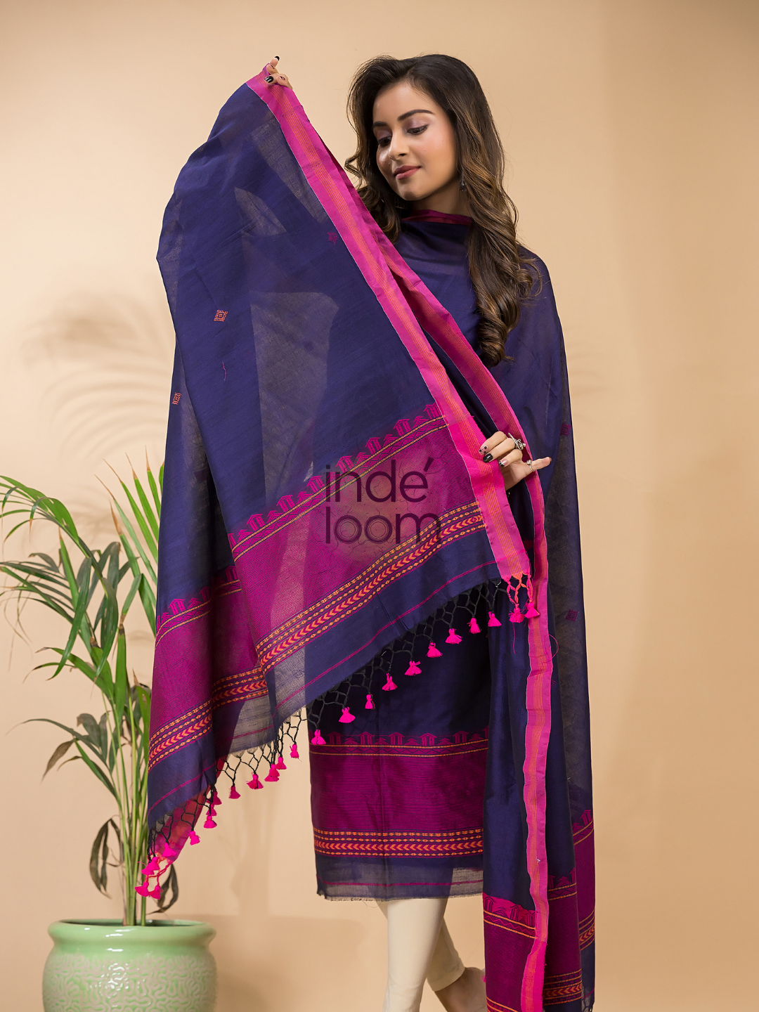 Plum Purpule Mercerized Cotton 2-Piece Set Kurti & Dupatta (UNSTITCHED) - 127