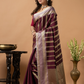 Classic Benarasi Katan Semi Silk Saree | Deep Brown Purple