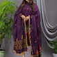 Wine Purple Cotton Jamdani 2-Piece Set Kurti & Dupatta (UNSTITCHED) - 114