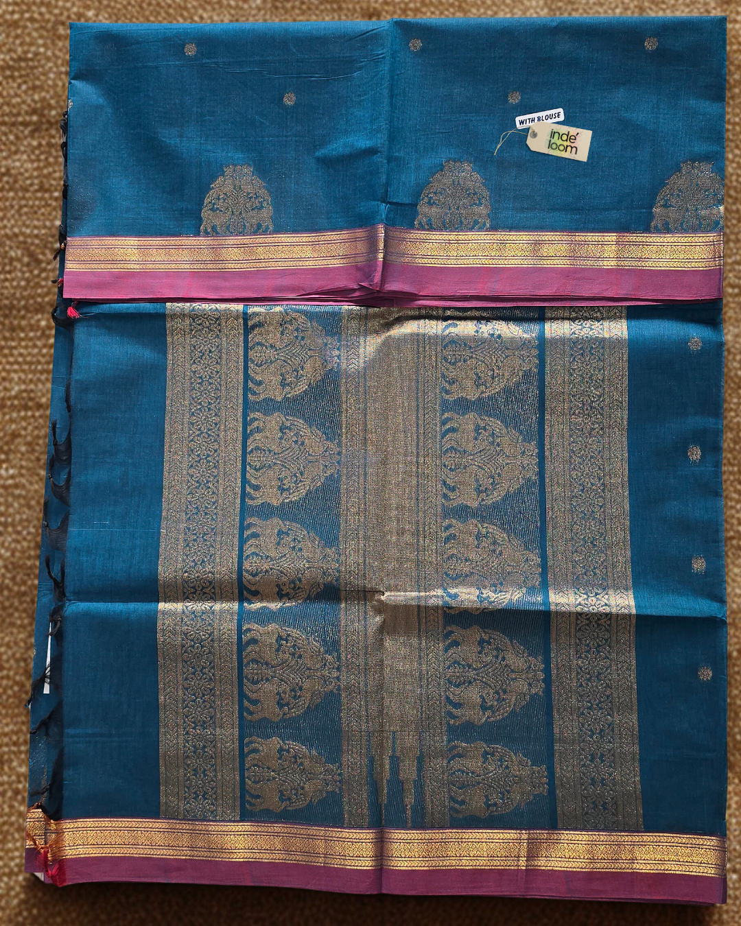 Kanchi Cotton|Teal Blue & Pastel Pink