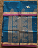 Kanchi Cotton|Teal Blue & Pastel Pink