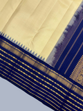 Pure Handwoven Kanchi [Korvai]  Silk Saree In Pale Yellow -214