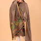 Coffee Brown Linen Jamdani 2-Piece Set Kurti & Dupatta (UNSTITCHED) - 052