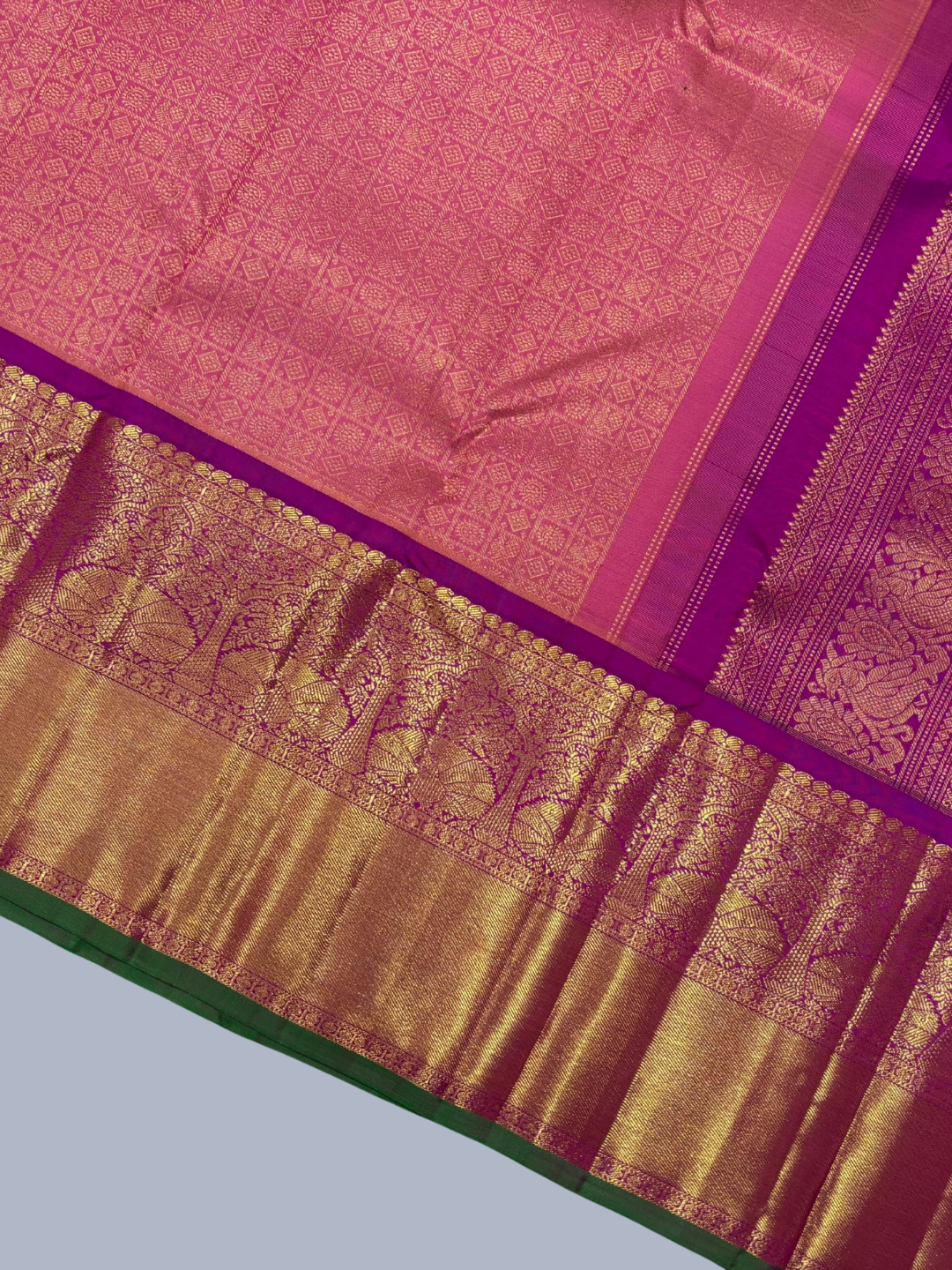 Pure Handwoven Gadwal Silk Saree With Doll Pink - 010