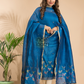 Indigo Blue Cotton Linen 2-Piece Set Kurti & Dupatta (UNSTITCHED) - 002