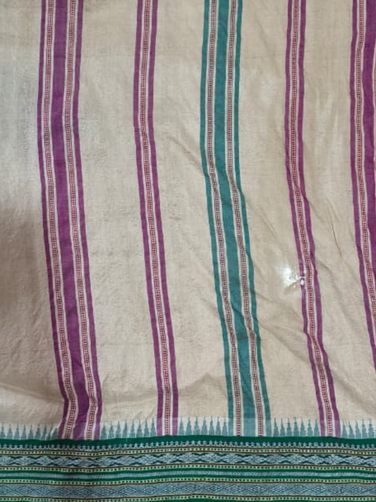 Handwoven Pure Vidarbha Tussar Silk Saree  |  Cream White