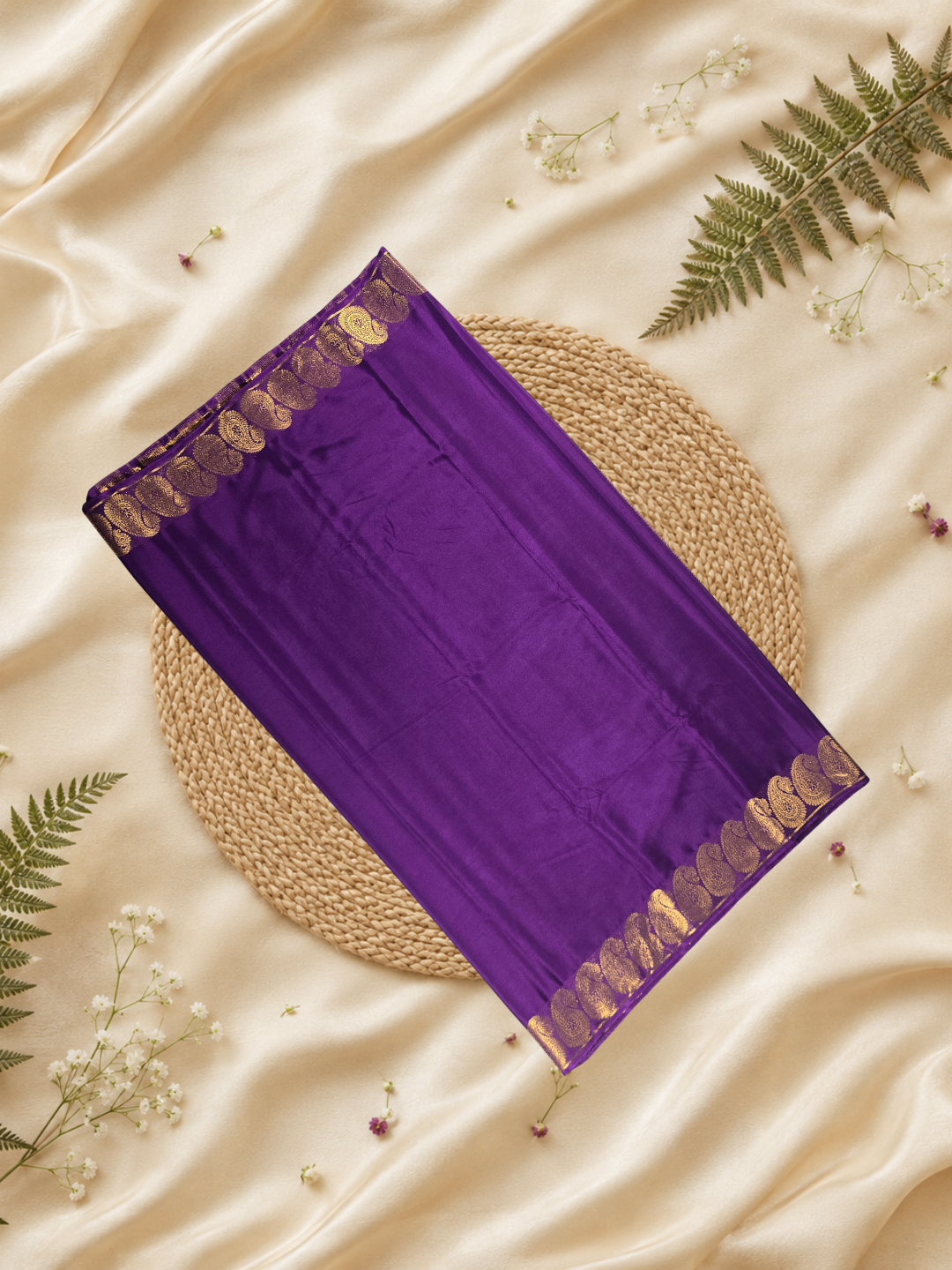 Mysore Silk Saree With Grape Purple