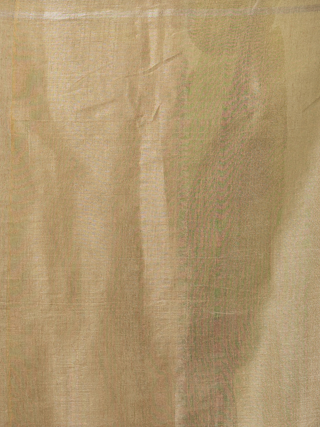 Pure Handloom Linen Saree | Khaki Golden Green  and Green | Half and Half style with Contrast Border
