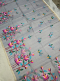 Handwoven Pure Handwoven Pure Muslin Saree | Silver Grey