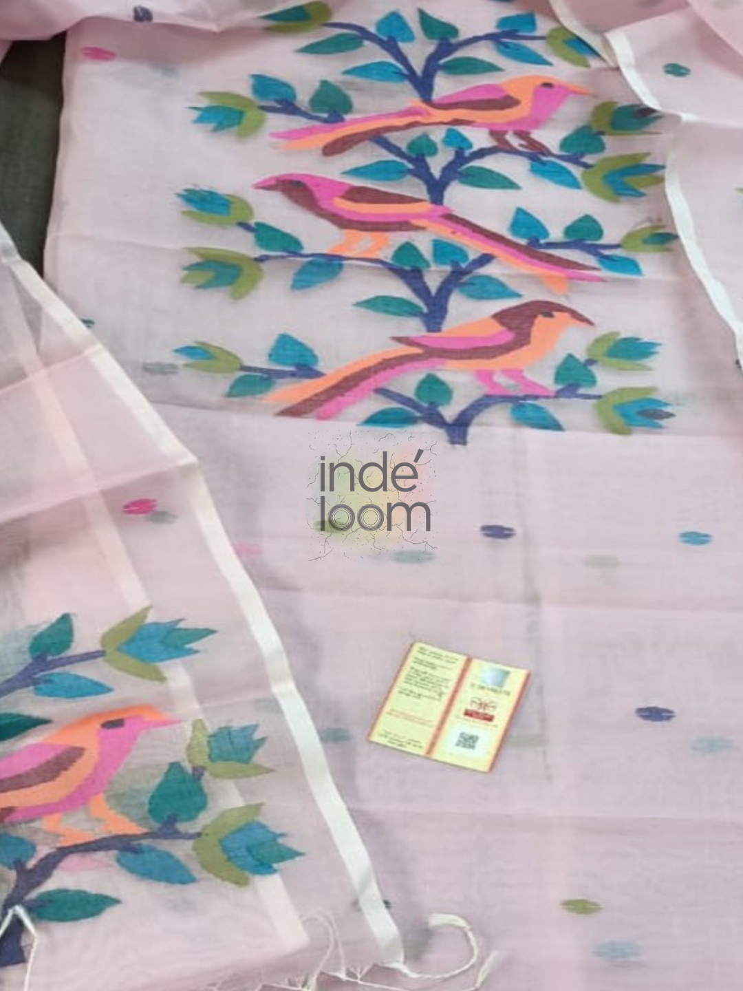 Muslin Jamdani 2-Piece Set Kurti & Dupatta (UNSTITCHED)  Baby Pink -921