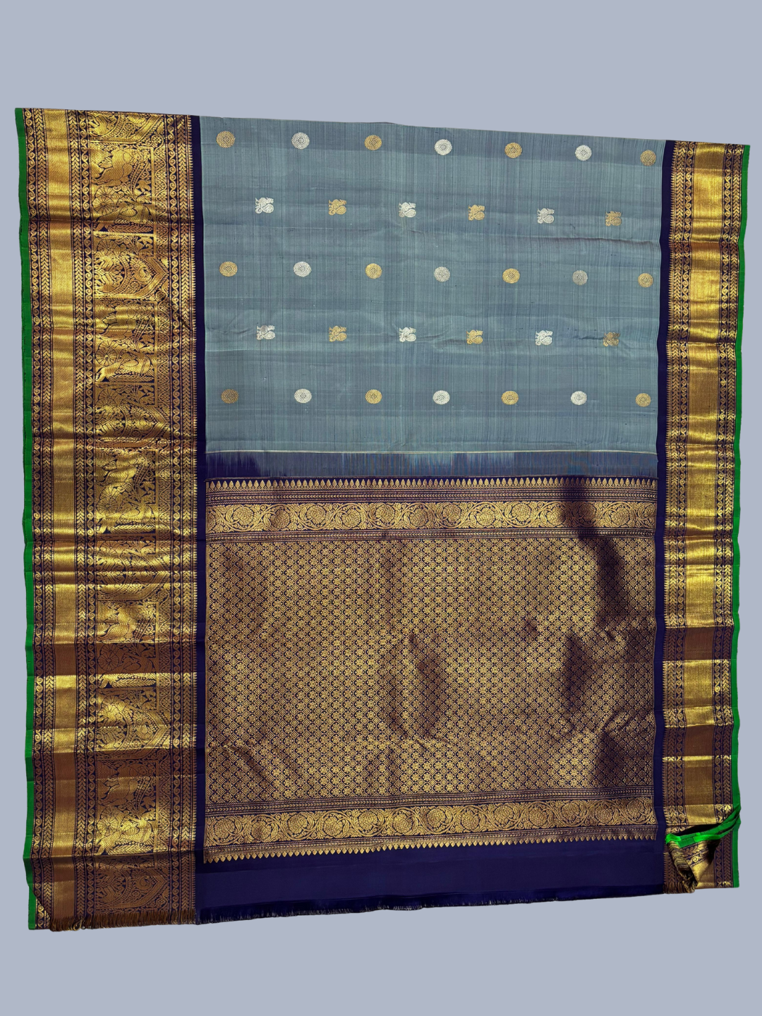 Pure Handwoven Gadwal Silk Saree With Silver - 026