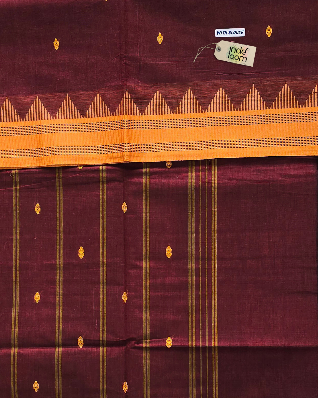 Kanchi Cotton|Maroon & Yellow