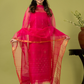 Handwoven Jamdani Muslin Unstitched 2-piece Kurti | Hot Pink