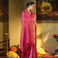Matka Silk Jamdani  Saree With Deep Pink - 003