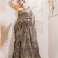 Ajrakh Exclusive Designer Modal Silk in Charcoal Black And White -053