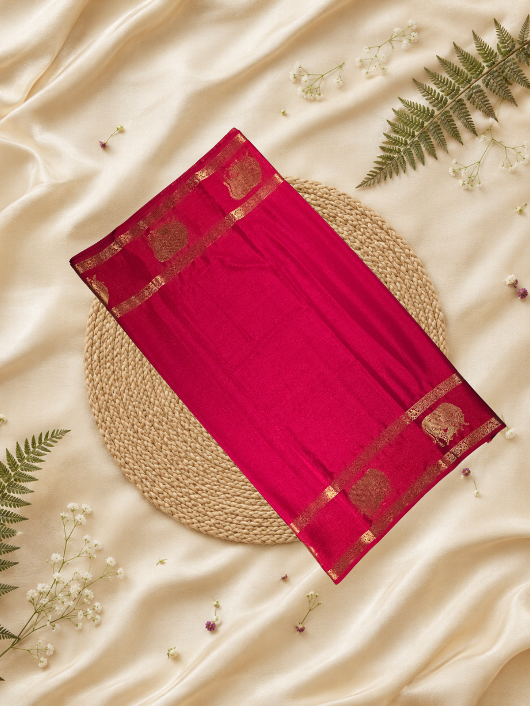Classic Mysore Silk Saree  |  dark red