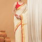 Linen Sequin Jamdani Saree With Cream White - 002