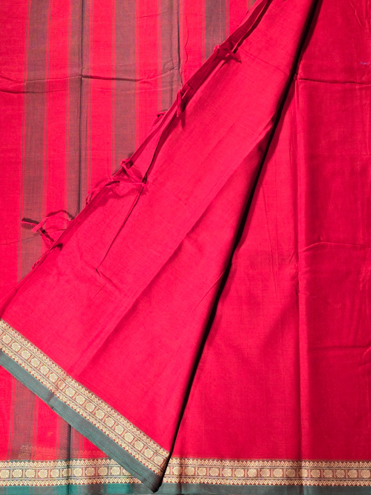 Handloom Narayanpet Cotton Saree | Crimson Red