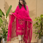 Deep Pink Jamdani 2-Piece Set Kurti & Dupatta (UNSTITCHED) -715