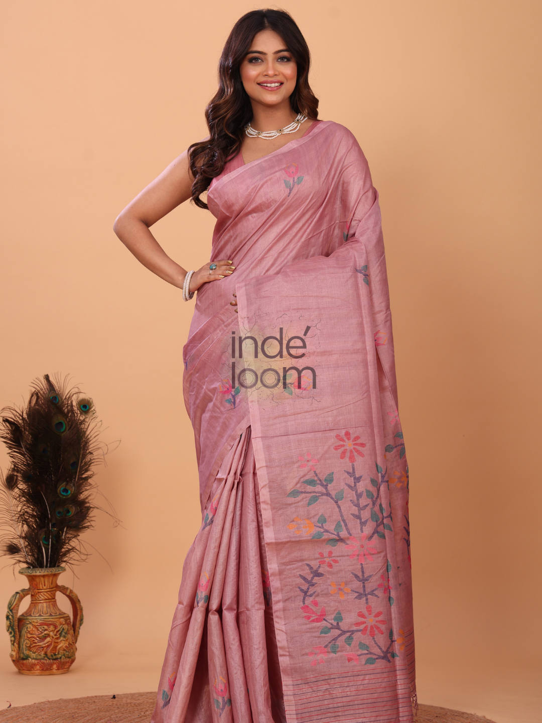 Tissue Silk Saree With Rose Pink - 144