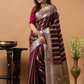 Classic Benarasi Katan Semi Silk Saree | Deep Brown Purple