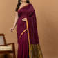 Pure Handloom Silk Tissue Linen Saree | Deep Wine