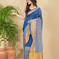 Cotton Linen Handloom Saree With Royal Blue - 015