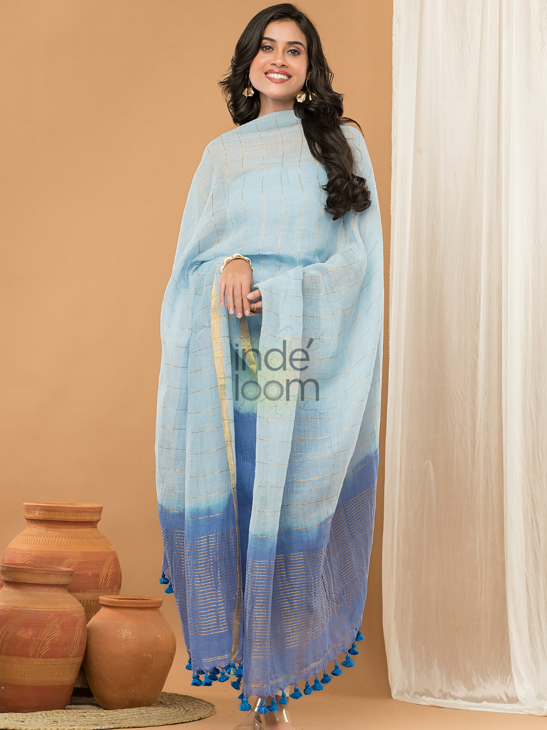 Sky Blue color Jamdani 2-Piece Set Kurti & Dupatta (UNSTITCHED) - 151